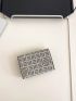 Geometric Pattern Small Wallet Flap Metal Decor
