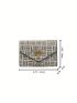 Geometric Pattern Small Wallet Flap Metal Decor