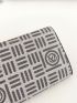 Geometric Pattern Small Wallet Flap Metal Decor