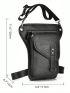 Mini Leg Bag Pocket Front Solid Black Studded Detail Chest Bag