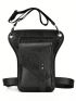 Mini Leg Bag Pocket Front Solid Black Studded Detail Chest Bag