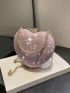 Mini Glitter Box Bag Rhinestone Decor Heart Design
