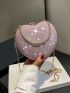 Mini Glitter Box Bag Rhinestone Decor Heart Design