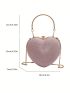 Mini Glitter Box Bag Rhinestone Decor Heart Design