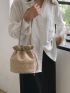 Mini Bucket Bag Ruched Detail Drawstring Design