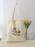 Casual Style Shopper Bag Double Handle Canvas