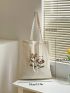 Casual Style Shopper Bag Double Handle Canvas