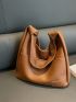 Textured Hobo Bag Brown Pu Fashion