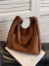 Textured Hobo Bag Brown Pu Fashion