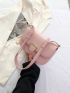 Small Flap Square Bag Metal Decor Pink