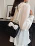 Mini Square Bag Quilted Bow Decor Flap For Daily