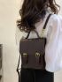 Mini Flap Backpack Brown Buckle Decor For Daily