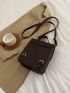 Mini Flap Backpack Brown Buckle Decor For Daily