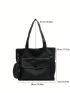 Letter Graphic Shopper Bag Double Handle Zipper Canvas With Coin Purse