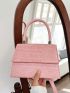 Mini PU Square Bag Crocodile Print Flap Adjustable Strap