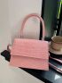 Mini PU Square Bag Crocodile Print Flap Adjustable Strap