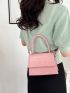 Mini PU Square Bag Crocodile Print Flap Adjustable Strap