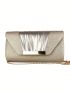 Glitter Envelope Bag Pleated Detail Glamorous, Perfect Bride Purse For Wedding, Prom & Party Events