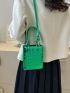 PU Square Bag Crocodile Embossed Green Mini