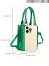 PU Square Bag Crocodile Embossed Green Mini