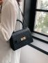Mini Flap Square Bag Fashionable Geometric Pattern Turn-lock Top Handle PU