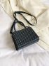 Mini Flap Square Bag Fashionable Geometric Pattern Turn-lock Top Handle PU