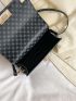 Mini Flap Square Bag Fashionable Geometric Pattern Turn-lock Top Handle PU