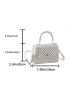 Mini Flap Square Bag Fashionable Geometric Pattern Turn-lock Top Handle PU