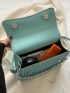 Small Embossed Detail Flap Square Bag Fashionable Chain Decor PU