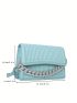 Small Embossed Detail Flap Square Bag Fashionable Chain Decor PU