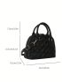 Quilted Dome Bag PU Double Handle Black