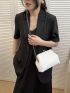 White Crossbody Bag Kiss Lock Chain Strap Polyester