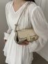 Twist Lock Baguette Bag Metallic PU Funky