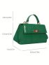Mini Square Bag Crocodile Embossed Twist Lock Flap PU