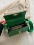 Mini Square Bag Crocodile Embossed Twist Lock Flap PU