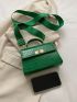 Mini Square Bag Crocodile Embossed Twist Lock Flap PU