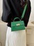 Mini Square Bag Crocodile Embossed Twist Lock Flap PU