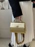 Mini Square Bag Crocodile Embossed Twist Lock Metallic PU Funky