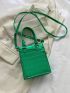 Mini Square Bag Crocodile Embossed Metallic PU Funky