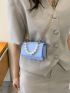 Mini Square Bag Faux Pearl Decor Flap PU