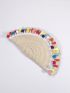 Pom Pom & Tassel Decor Straw Bag Vacation Zipper