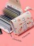 Cartoon Print Credit Card Holder, Flap Button Clutch Card Bag, Casual Purse With Multiple Card Slots