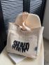 Large Capacity Shopper Bag Letter Graphic Casual