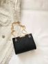 Mini Square Bag Solid Color Metal Decor Chain Strap