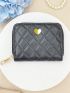 Quilted Pattern Card Holder Heart Decor With Zipper