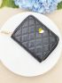 Quilted Pattern Card Holder Heart Decor With Zipper