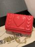 Mini Square Bag Heart Embossed Solid Color Chain Strap