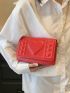 Mini Square Bag Heart Embossed Solid Color Chain Strap