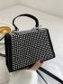 Mini Studded Decor Square Bag Top Handle Twist Lock