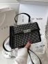 Mini Studded Decor Square Bag Top Handle Twist Lock